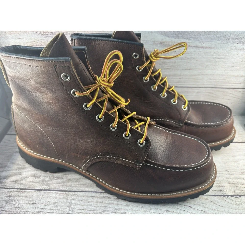 Red Wing Shoes Men's Brown 8146 Moc Toe Lace Up Leather Work Boots Size 11.5 EE